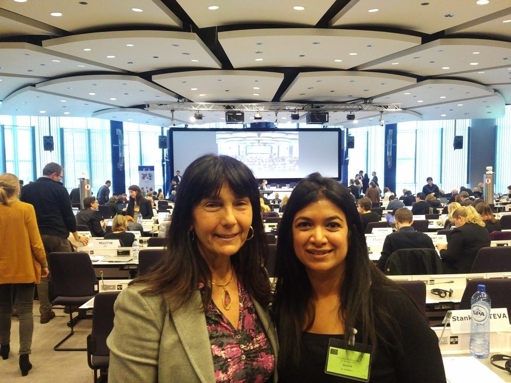 Aditee Mitra with EC Project Officer Emanuela Galeazzi, Brussels December 2017
