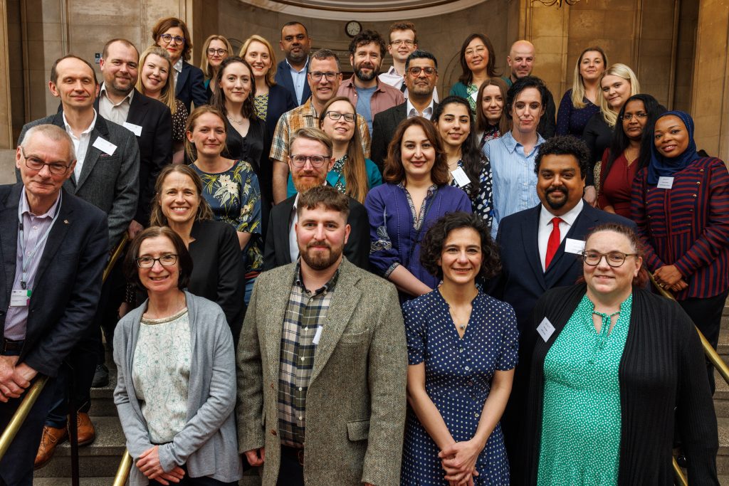 The Welsh Crucible 2024 cohort in the entrance hallway of the Glamorgan Building, Cardiff University